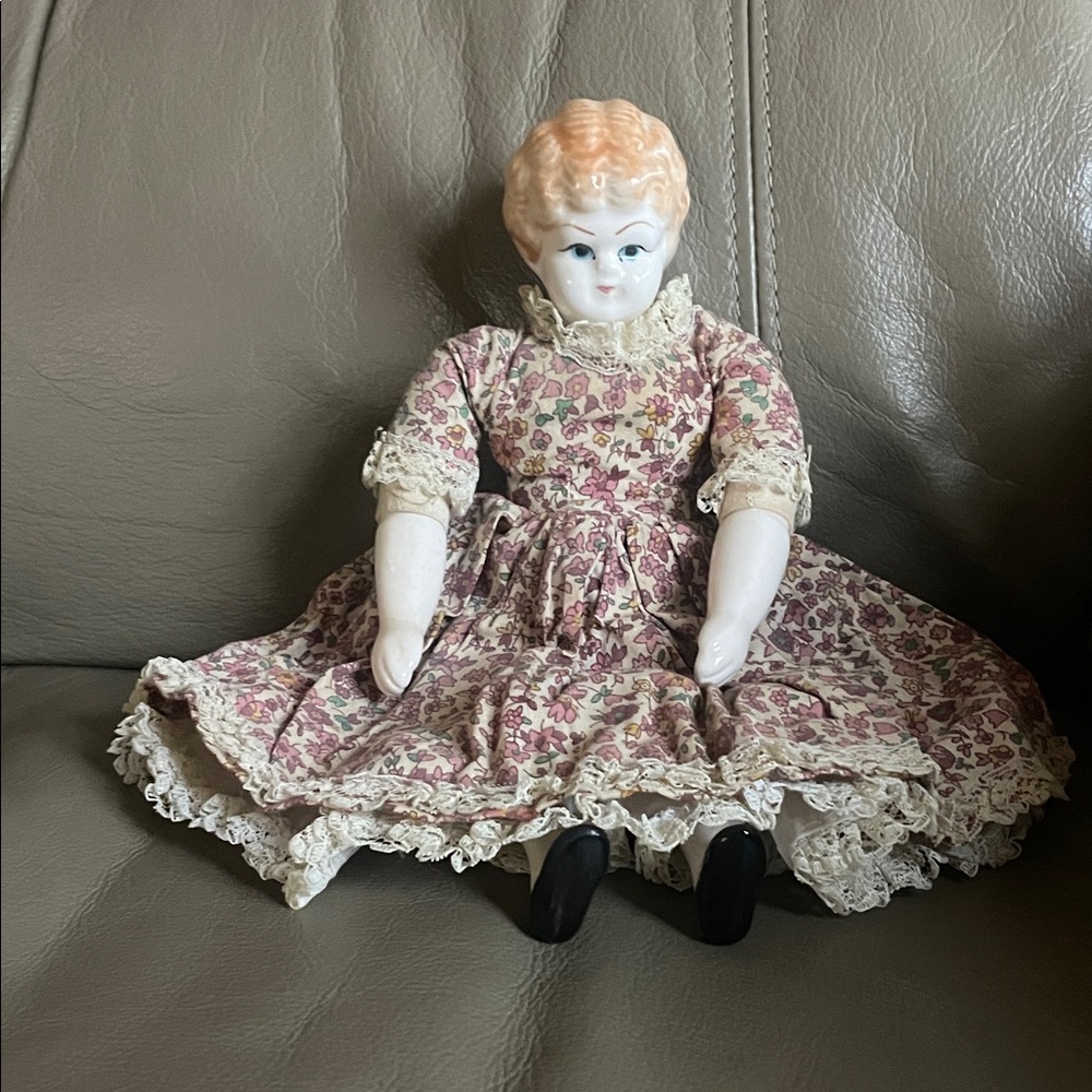 Vintage china Doll with Lace Dress